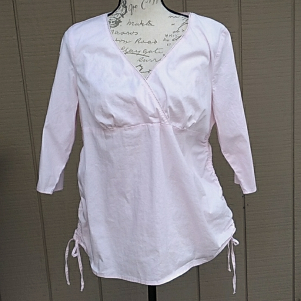 Bundle Of Joy Light Pink Ruched Sides Maternity Top Size Large